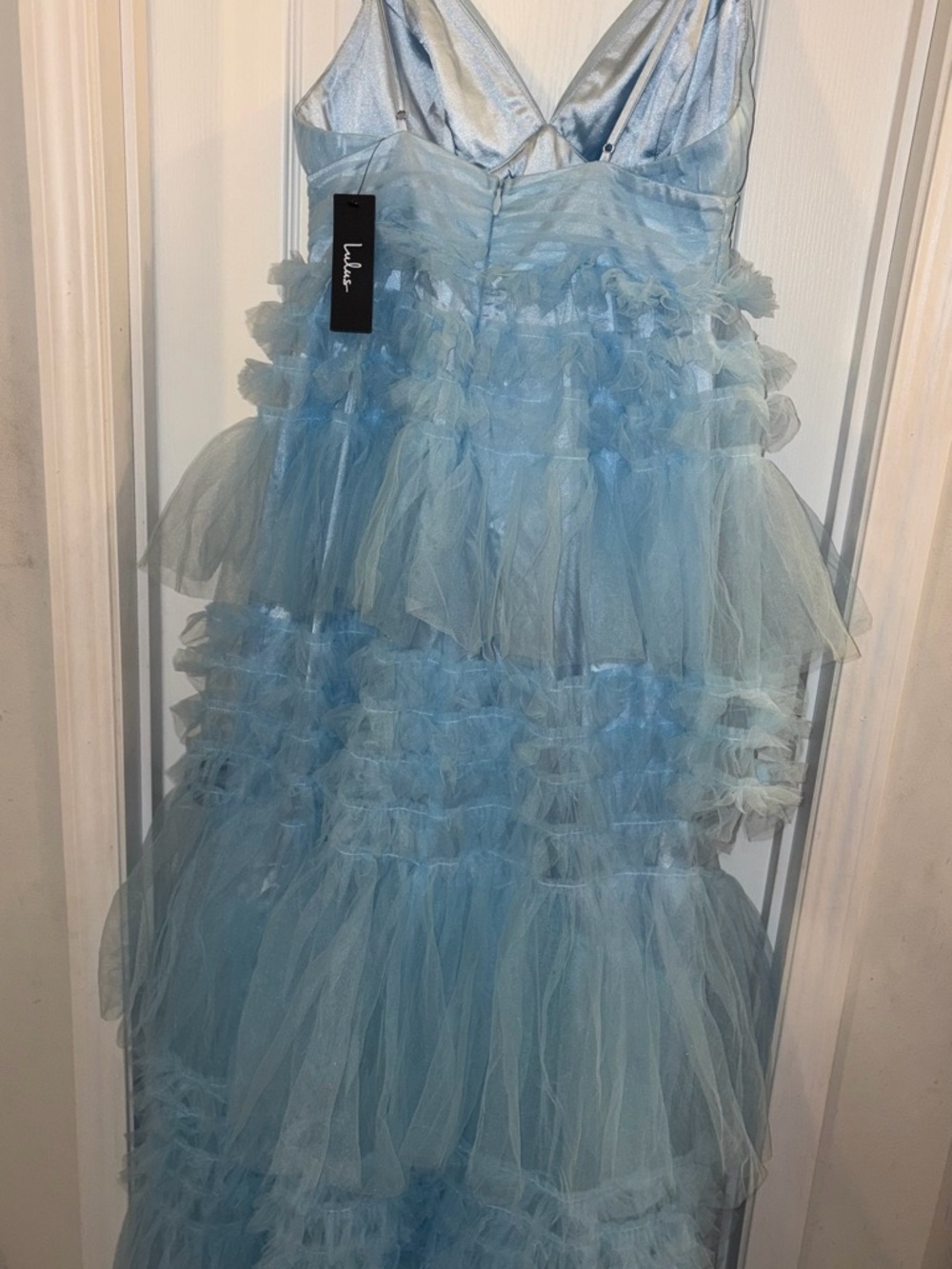 LULU’S Elegant Light Blue Tiered Tulle Evening Dress NWT - Picture 8 of 8